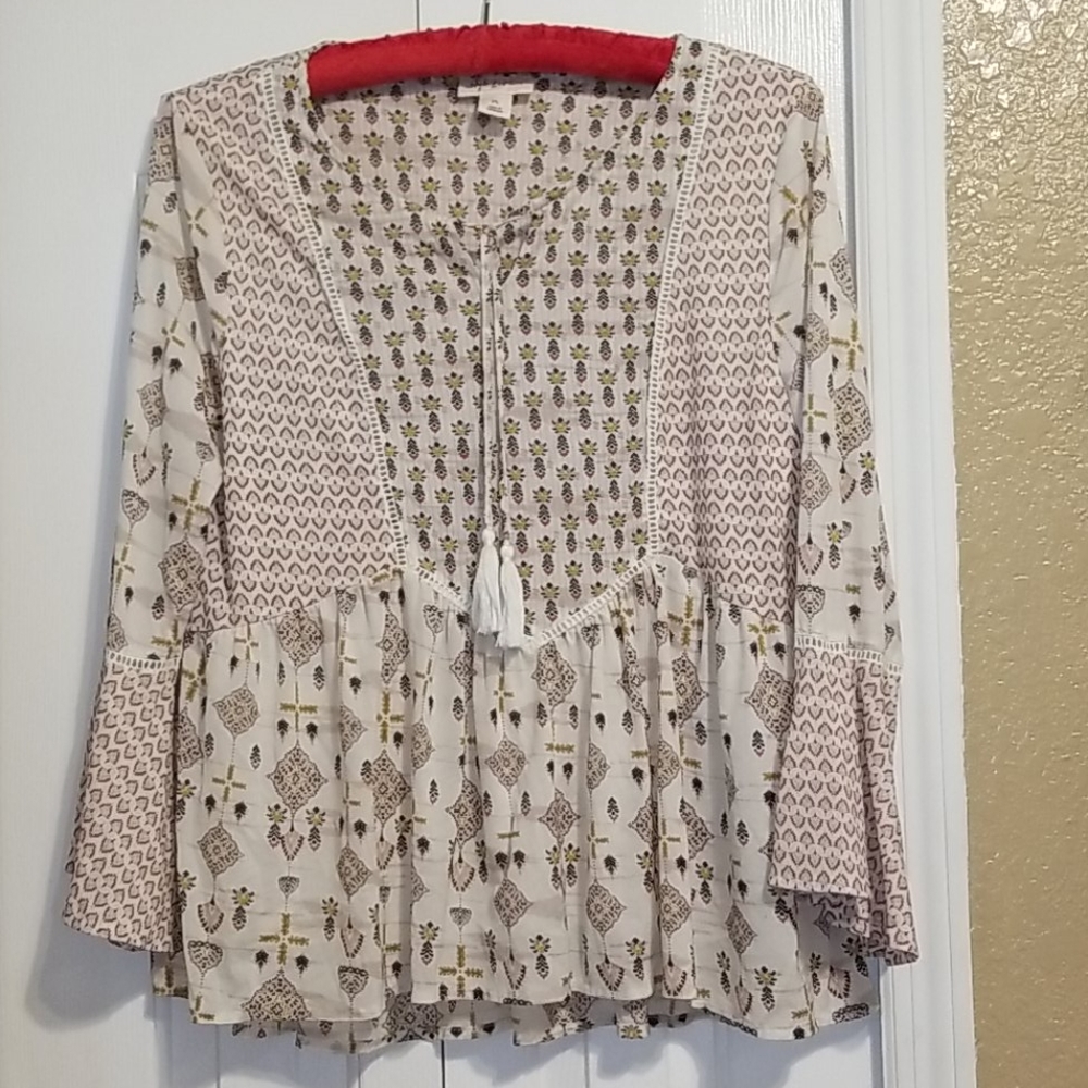 Boho mid sleeve top - multi color